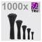 'TRU Components 1000x Cable Ties in Various Sizes' shows five bundles of black cable ties, arranged in ascending order from small to large.