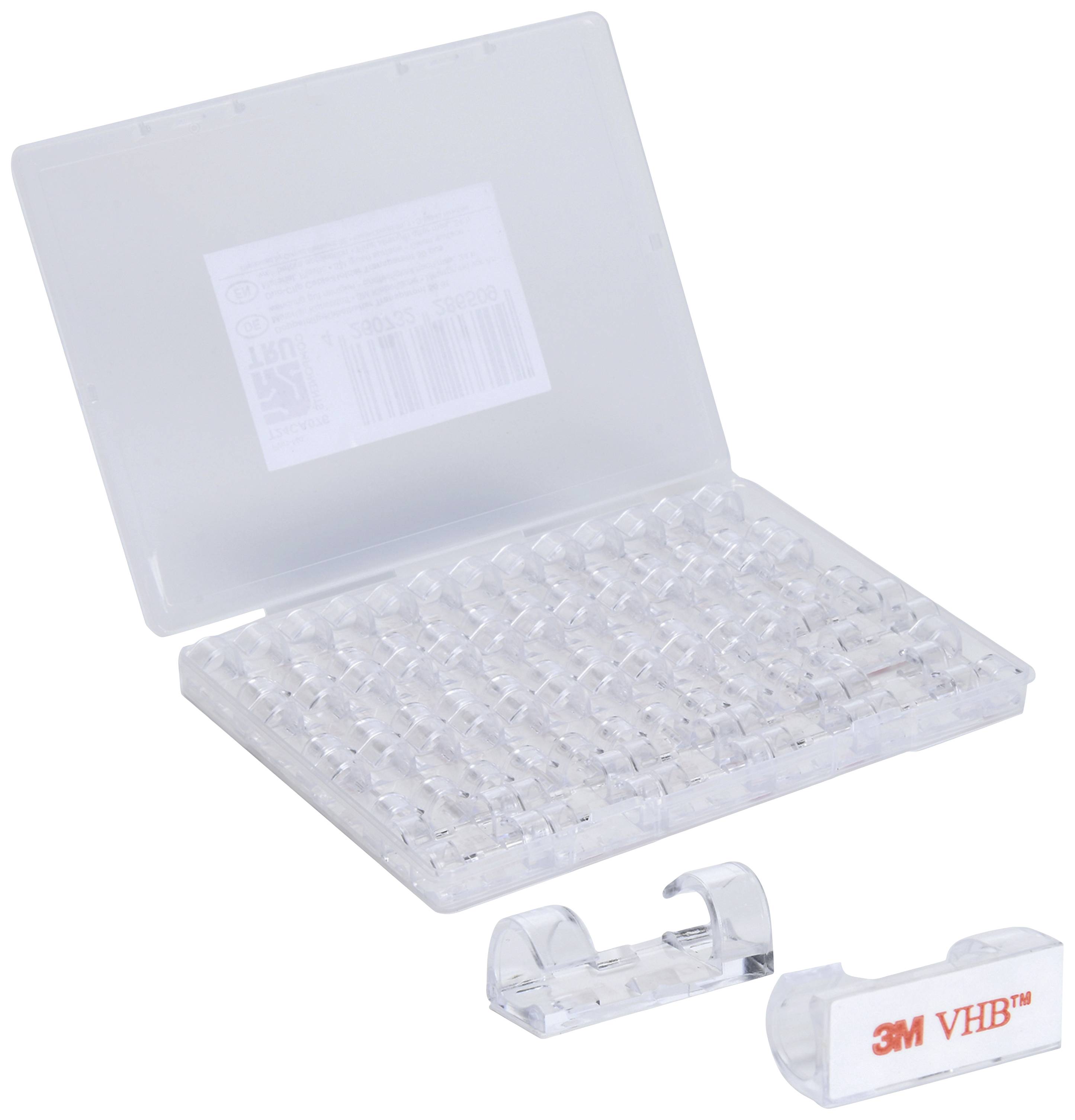 TRU COMPONENTS T24CA076 Cable mount Self-adhesive TC-12888576 Bundle Ø range 5 up to 9 mm Transparent 50 pc(s)