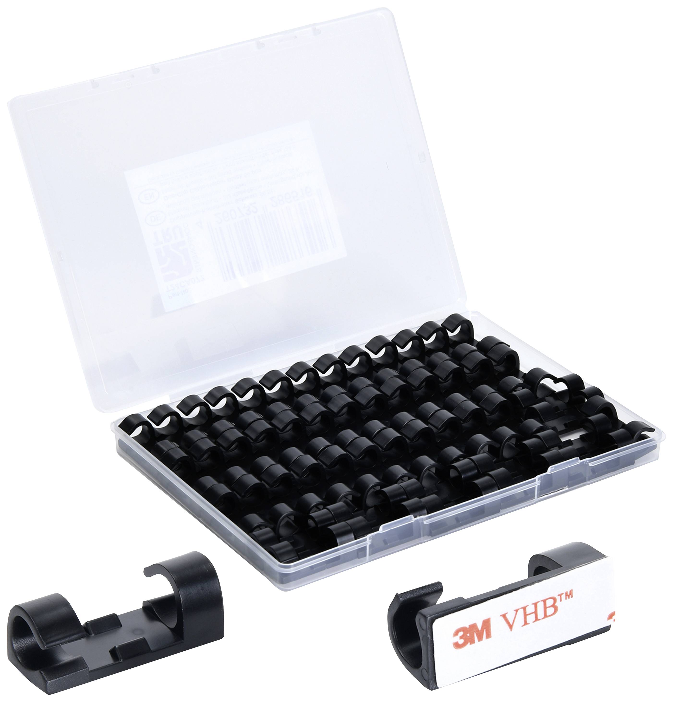 TRU COMPONENTS T24CA077 Cable mount Self-adhesive TC-12888580 Bundle Ø range 5 up to 9 mm Black 50 pc(s)