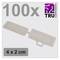 100 transparent plastic enclosures. Size: 4 x 2 cm. TRU Components brand logo in top right corner.