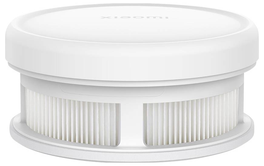 A white, round smoke detector with a ribbed side structure.