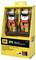 Two ratchet lashing straps in a yellow package. Suitable for securing loads, with ergonomic handles and safety features.