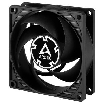 A black computer fan by Arctic, square with nine blades, suitable for cooling in computer cases.