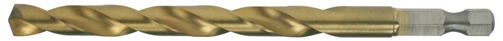 A gold-coloured spiral drill bit with a rounded tip, suitable for drilling in metal or wood.
