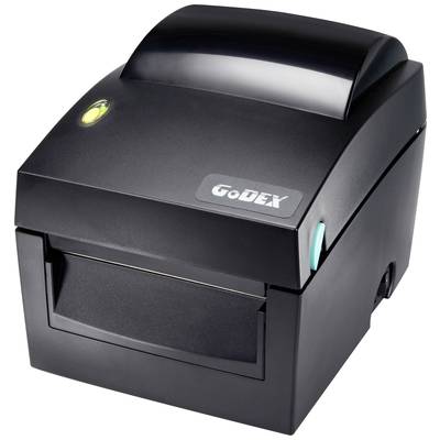 A black label printer with rounded corners, bearing the 'GoDEX' logo.