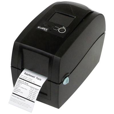 A compact, black label printer with a white label in the output tray, which has 'Supplement Facts' printed on it.