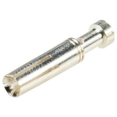 Silver banana plug, suitable for audio connections, with a side slot. Ideal for speaker cables.