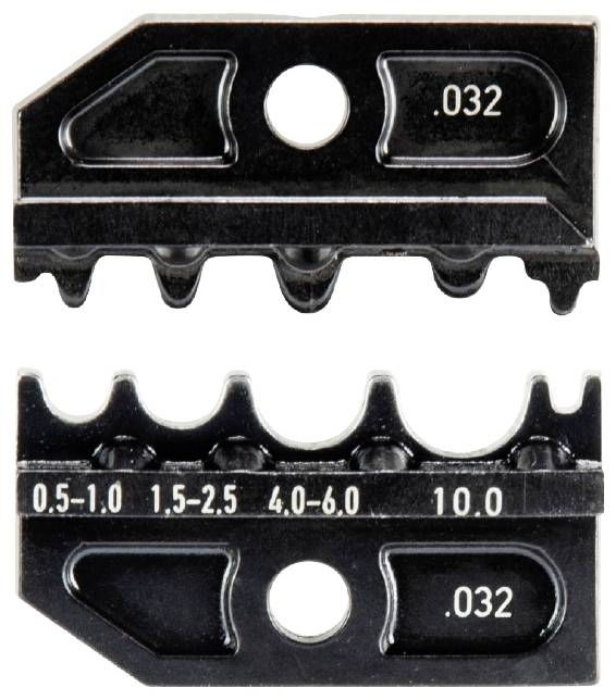 Two black chainsaw sharpening guides: Top with tooth size '.032', bottom with measurement divisions '0.5-1.0', '1.5-2.5', '4.0-6.0', '10.0'.