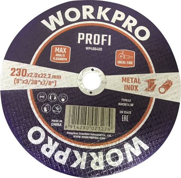 WorkPro WP406400 Cutting disc 230 mm 10 pc(s) INOX, Metal