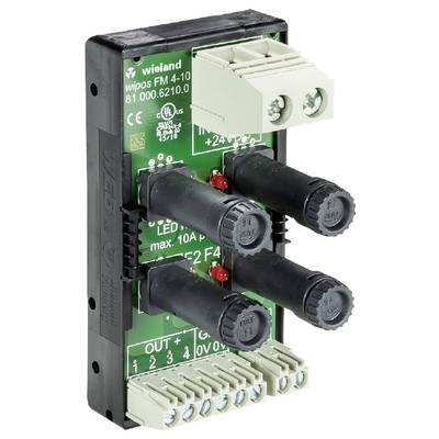 Electronic circuit board with multiple connections and three black rotary controls on a green printed circuit board.