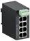 Industrial Ethernet switch with eight ports, black housing; side labelling 'wienet UMS 8'.