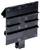A black plastic component with multiple horizontal slots, potentially for mechanical or electrical applications.