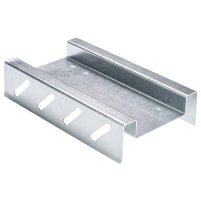 A galvanised metal profile with holes, used in the construction industry to connect or support building elements.