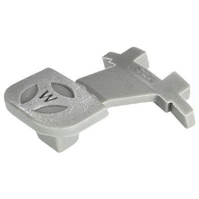 Grey plastic key with an engraved 'W' and symbols, potentially for a specific technical or mechanical application.