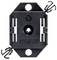A black, rectangular plastic component with two mounting holes and four side clips, likely an assembly module.