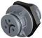 Socket view of a 3-pin electrical connector, suitable for electrical devices. Circular shape, robust construction.