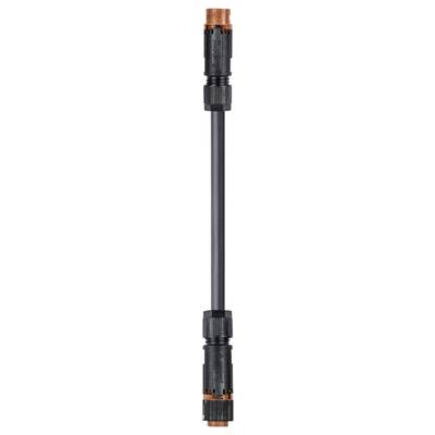 Long, black pipe connection with orange seals at both ends, suitable for water hose systems.