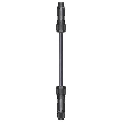 A long, black PVC pipe connector with screw-type connections at both ends.