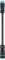 A black cylinder with turquoise ends, possibly a technical component, vertically positioned.