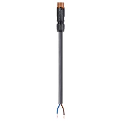 A black electric cable with two exposed cores: one blue, the other brown, with a black outer sheath.