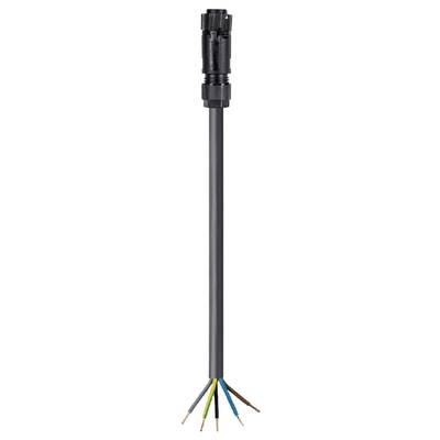 A black, multi-core cable with six differently coloured wires at the lower end.
