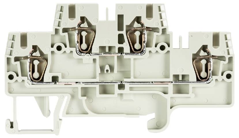 A three-pole fuse carrier used in electrical control cabinets for housing fuse inserts.