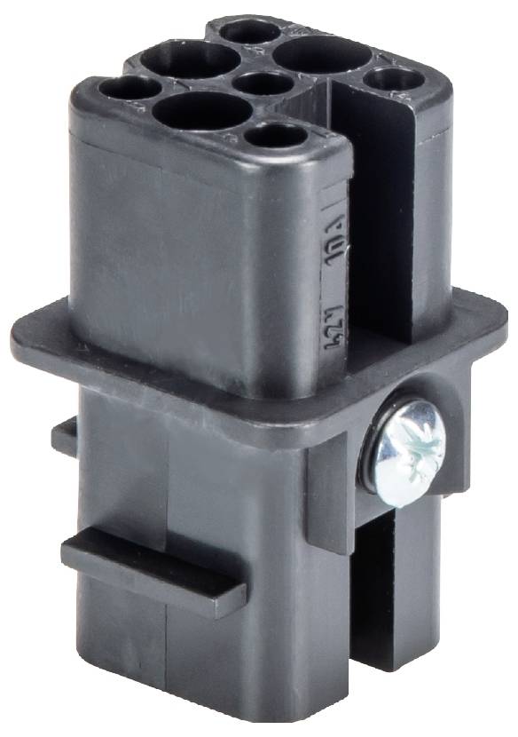 A black, rectangular, multi-pole electrical connector with screw fixation.