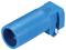 Blue electrical connector, cylindrical shape, with side clip.