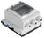 White plastic enclosure with transparent lid, three cable entries on the side. Electrical connections on the rear.