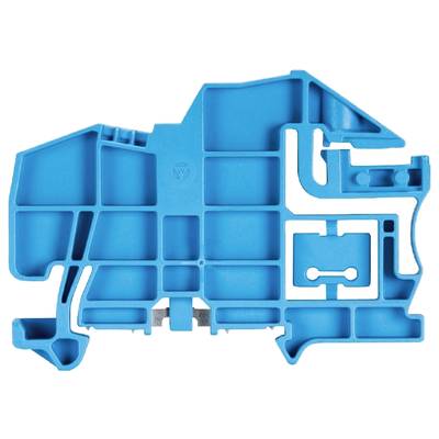 A blue plastic holder that resembles the outline profile of an elephant, with various compartments and recesses.