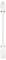 A white, unpowered electrical cable with plug connectors at both ends, vertically positioned.