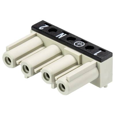 'Electrical plug with four connection terminals, numbered from 1 to 2 and labelled with 'N' and an earthing symbol.'