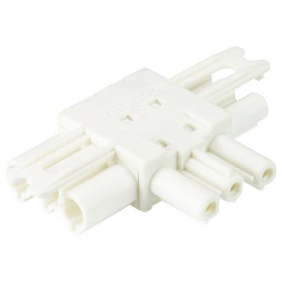 A white plastic plug with multiple socket openings, suitable for electrical connections.