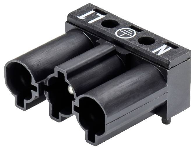 Black three-pin electrical plug with L1 and N labels for straightforward identification of connections.