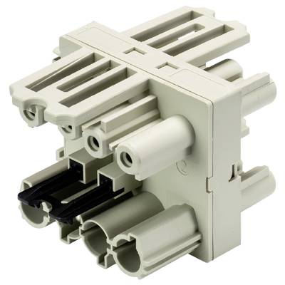 A grey, modular plug connector with multiple connection options, suitable for electrical installations.