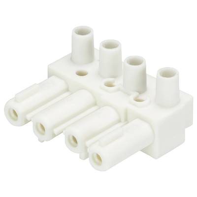 White, three-pole electrical connector with round socket openings. Suitable for technical applications.