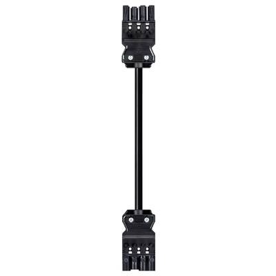 Black electrical cable with two connectors at each end, each with four terminals, suitable for photovoltaic systems.
