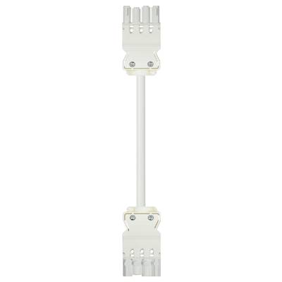 A white plastic connector with serrated ends and a flexible central section, joined by screws.