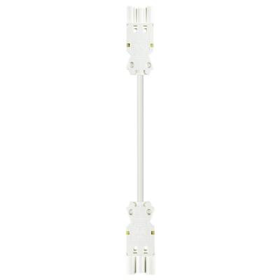 A white electrical connector with a short cable, suitable for connecting LED light strips.