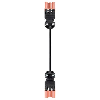 A black rod connects two black plastic modules, holding four red tubes at their ends.
