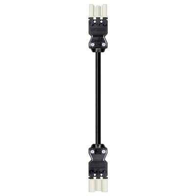 A black and white, elongated device with a cable and plugs at both ends. It is likely used for electrical connection.