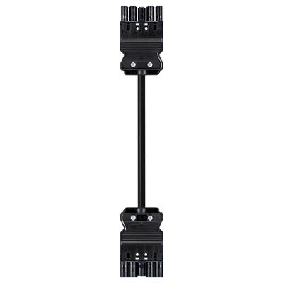 A black solar cable connector with multiple terminals, suitable for connecting solar modules in a photovoltaic system.