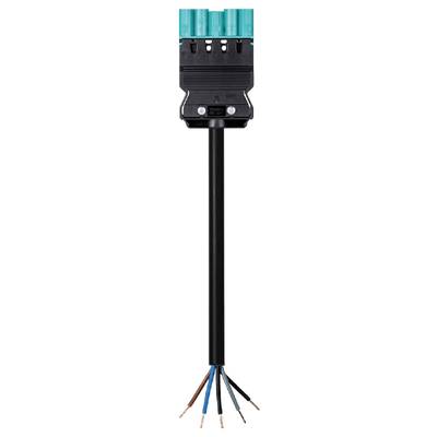 A cable with a green and black connector and several exposed copper wires visible at the bottom.