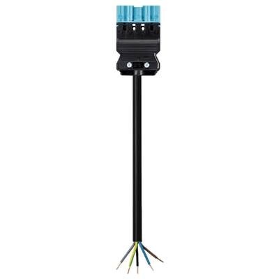 Multi-core electrical cable with plug connection, showing five coloured electrical wires at the lower end.