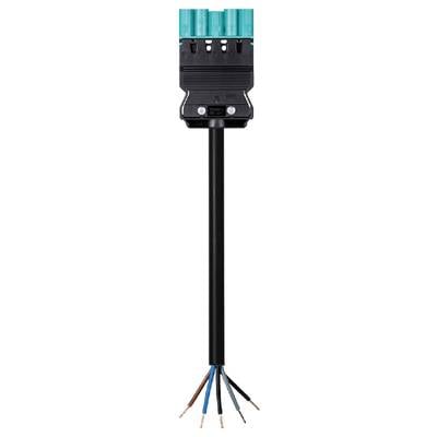 Figure of an electrical connector with six coloured cables at the end.