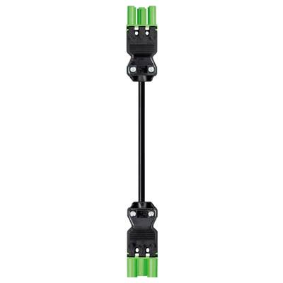 'Snowshoe binding with green and black design, comprising two plastic plates with mountings and a flexible connecting piece.'