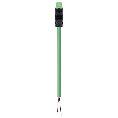 A long, green soil sensor with a black upper surface and two underlying cables, suitable for moisture-related applications.