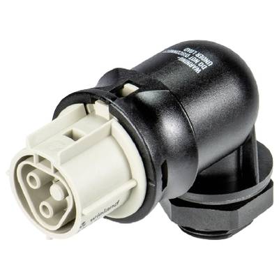 Plastic connector with multiple pins and a black housing, side view. Suitable for electronic connections.