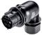 'Black 7-pin trailer plug made of plastic, side view. Suitable for electrical connections in vehicles and trailers.'