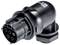 'Black electric multi-socket plug with safety lock.'